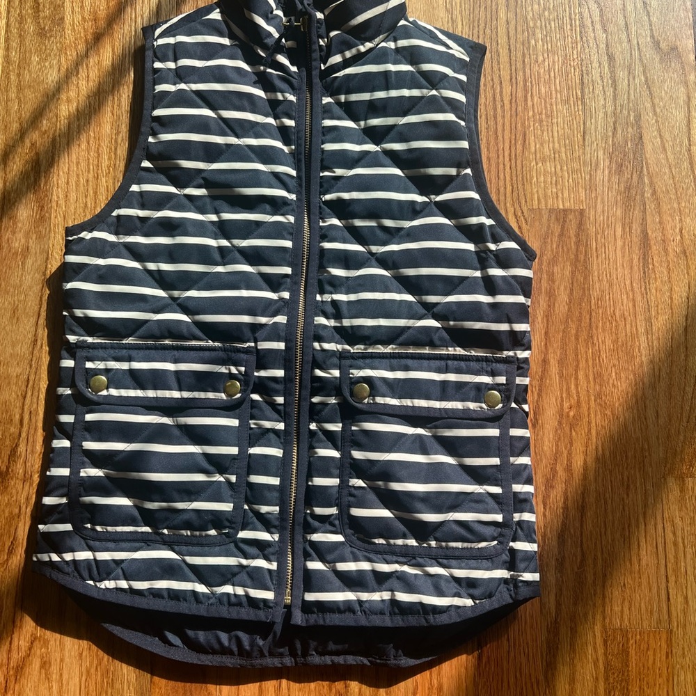 J. Crew Navy and Cream Striped Vest